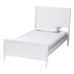 Baxton Studio Roni Modern White Wood Full Platform Bed with Scalloped Edges